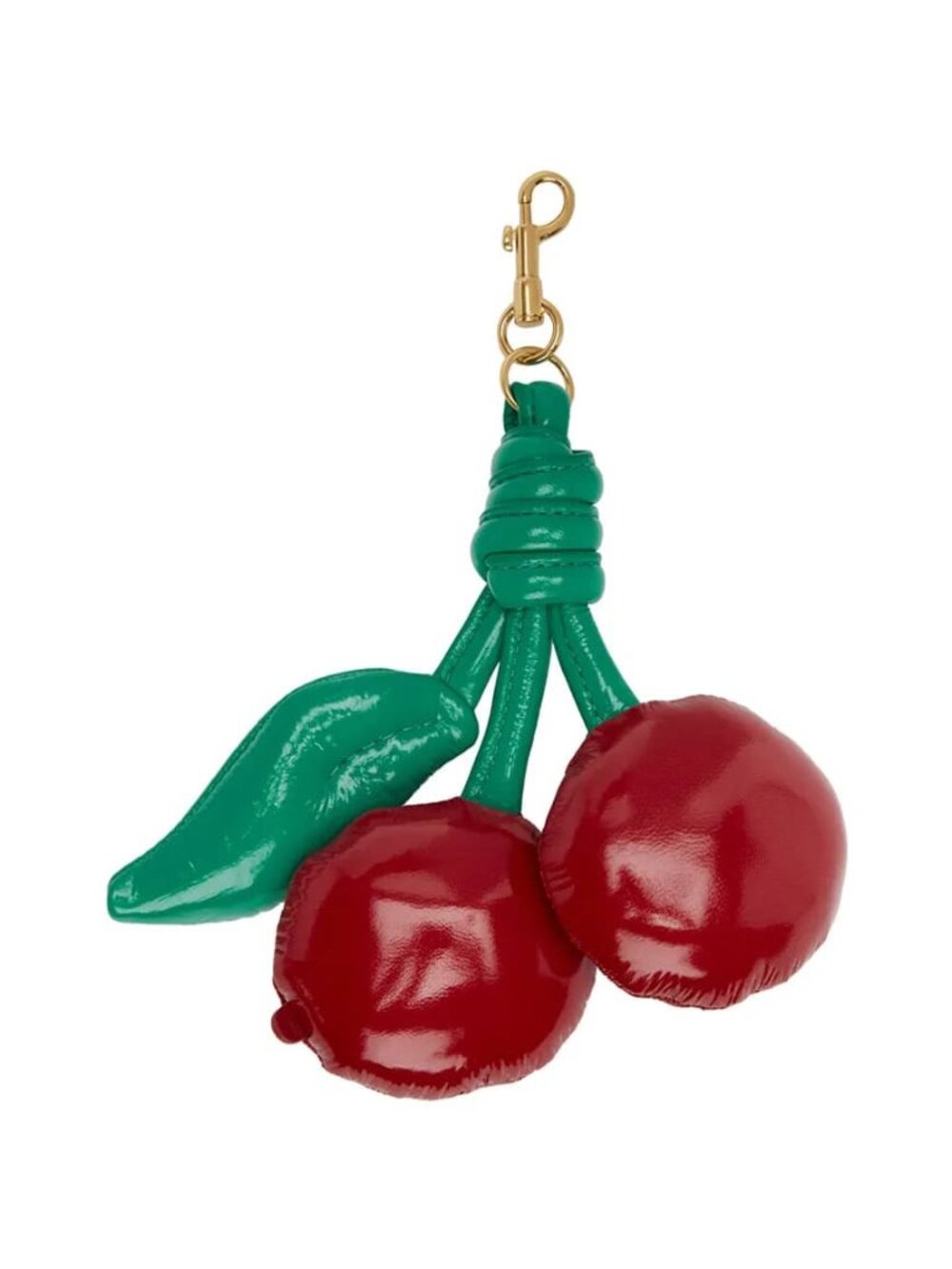 Anya Hindmarch Cherry Bag Charm Red Green Keychain Padded Fruit - Picture 1 of 7